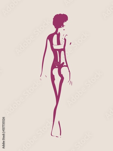 Sexy women silhouette. Fashion mannequin. Vector Illustration. Back view