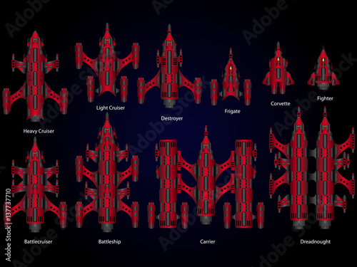Vector video game space ship fleet pack