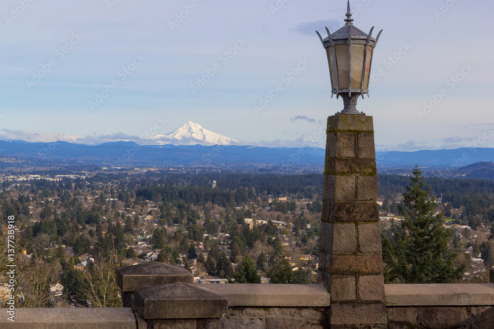 Stone Lamp Post at Rocky Butte