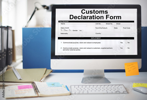 Customs Declaration Form Invoice Freight Parcel Concept photo