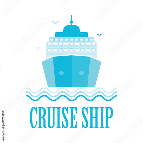 Cruise ship logo isolated on white.
