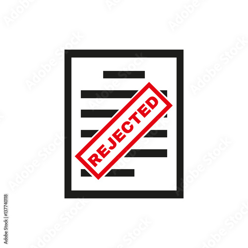 Rejected document icon. Refused, deflected, deviated symbol. Flat design. Stock - Vector illustration