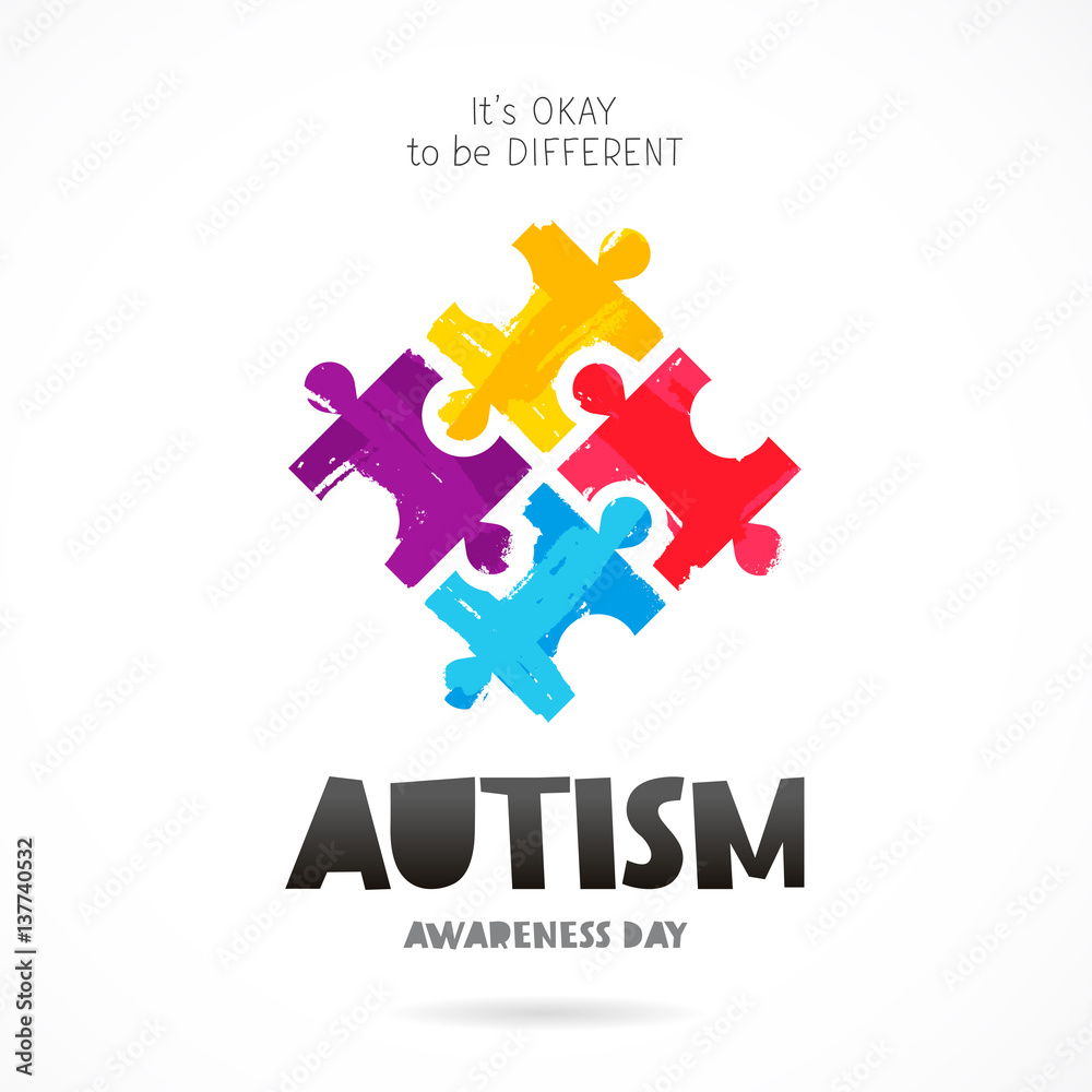 Autism Awareness Day. Multicolored puzzle