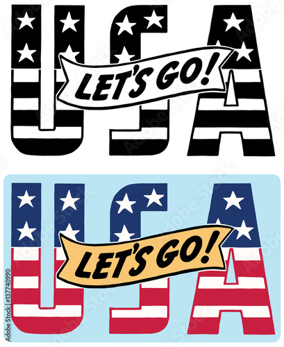Let's Go USA patriotic banner and sign
