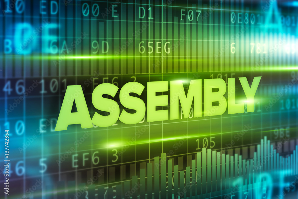 Assembly abstract concept green text green background Assembly abstract concept green text green background