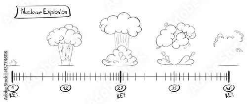 Storyboard animation explosion. Sketch on the timeline photo