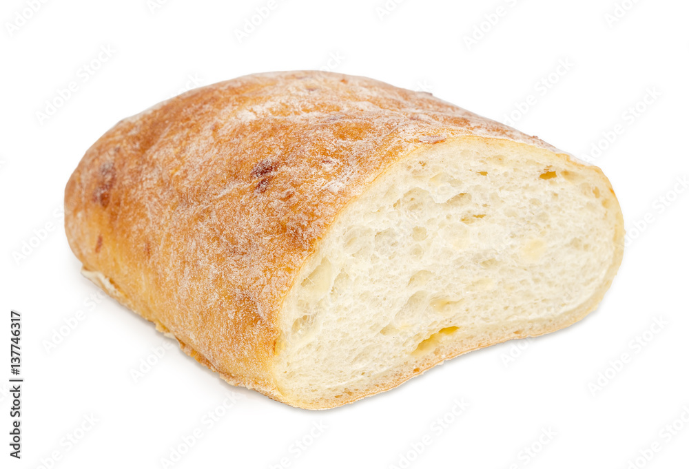 Ciabatta closeup on a light background