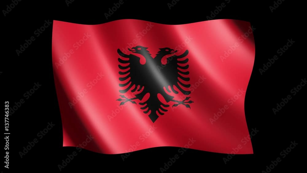 Flag of Albania isolated on alpha channel, seamless looping Flag of Albania isolated on alpha channel, seamless looping