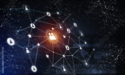 Modern wireless technologies as means of communucation and networking on dark background