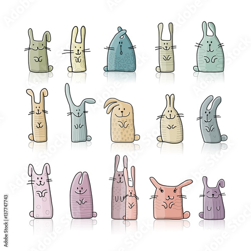 Funny rabbits collection for your design