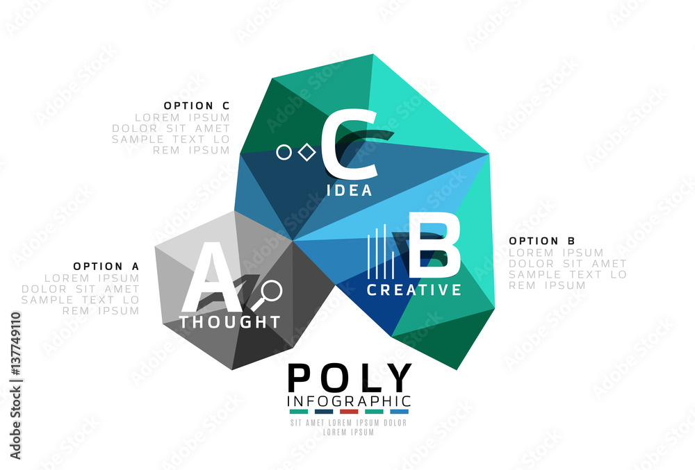 Abstract triangle low poly infographic template Abstract triangle low poly infographic template