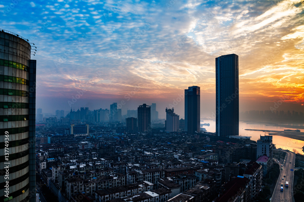urban skyline with cityscape in Nanchang,China.
