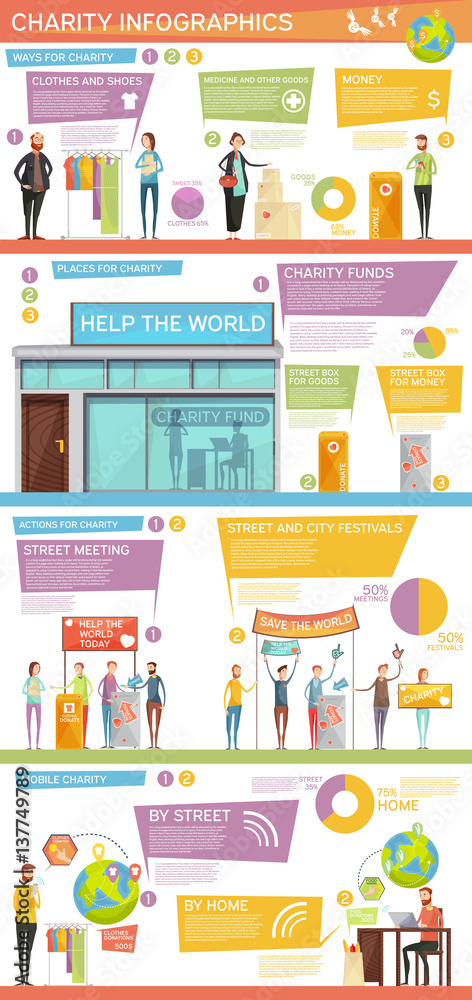 Charity Infographics Flat Layout