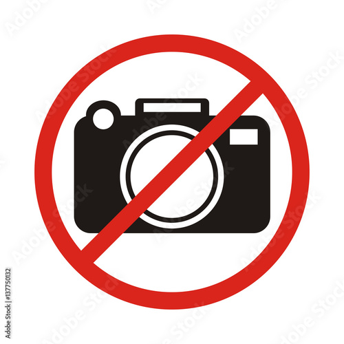 No photographing sign icon, vector illustration. Flat design style