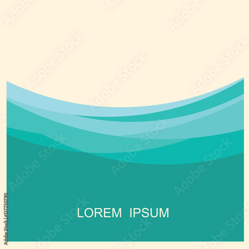 sea waves background illustration.Vector vintage style poster