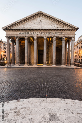 Nobody at Pantheon at sunrise, Rome, Italy