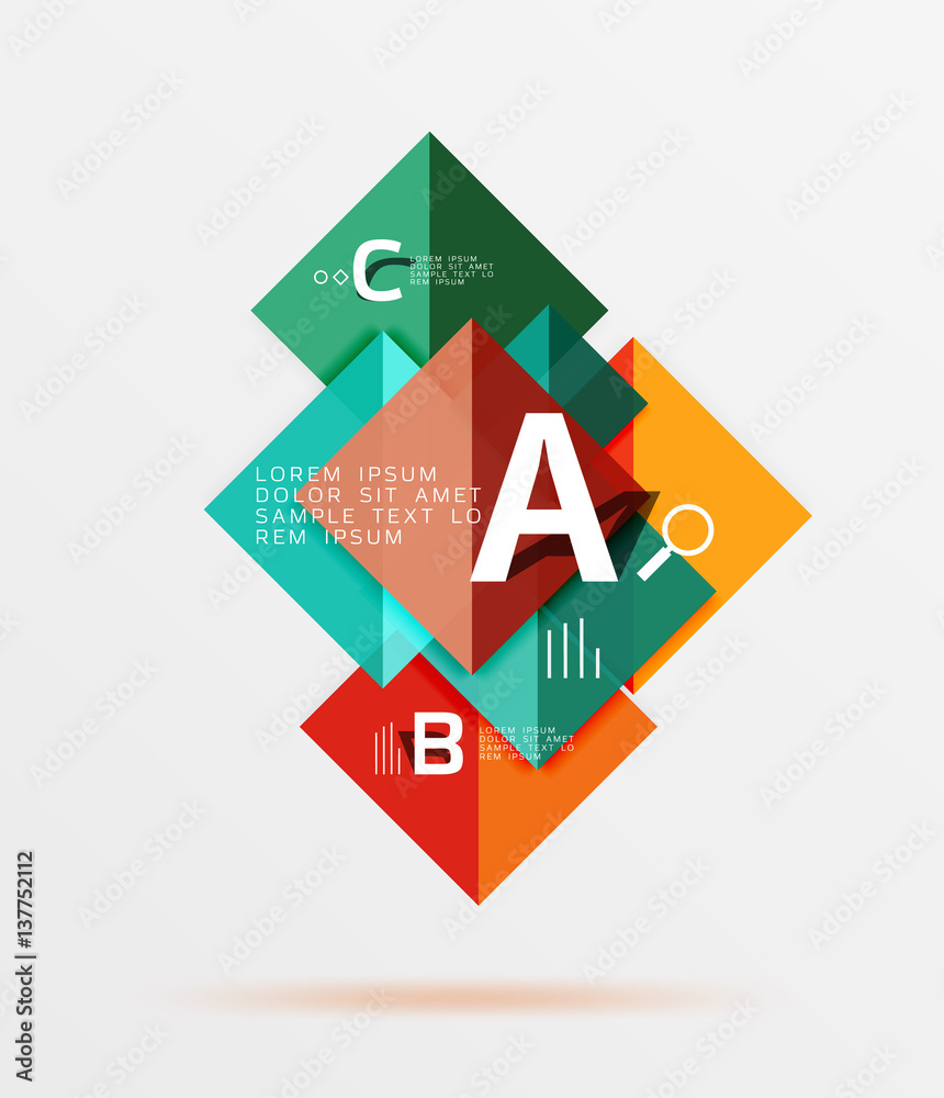 Overlapping square infographics Overlapping square infographics