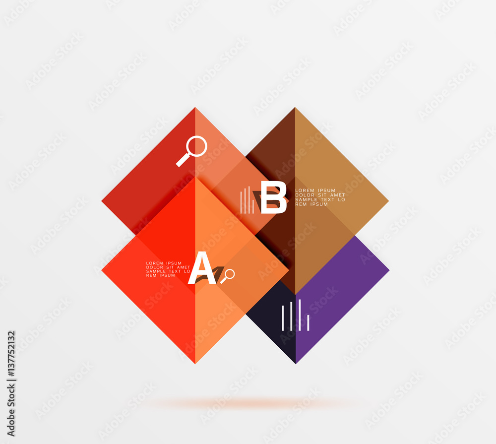 Overlapping square infographics Overlapping square infographics