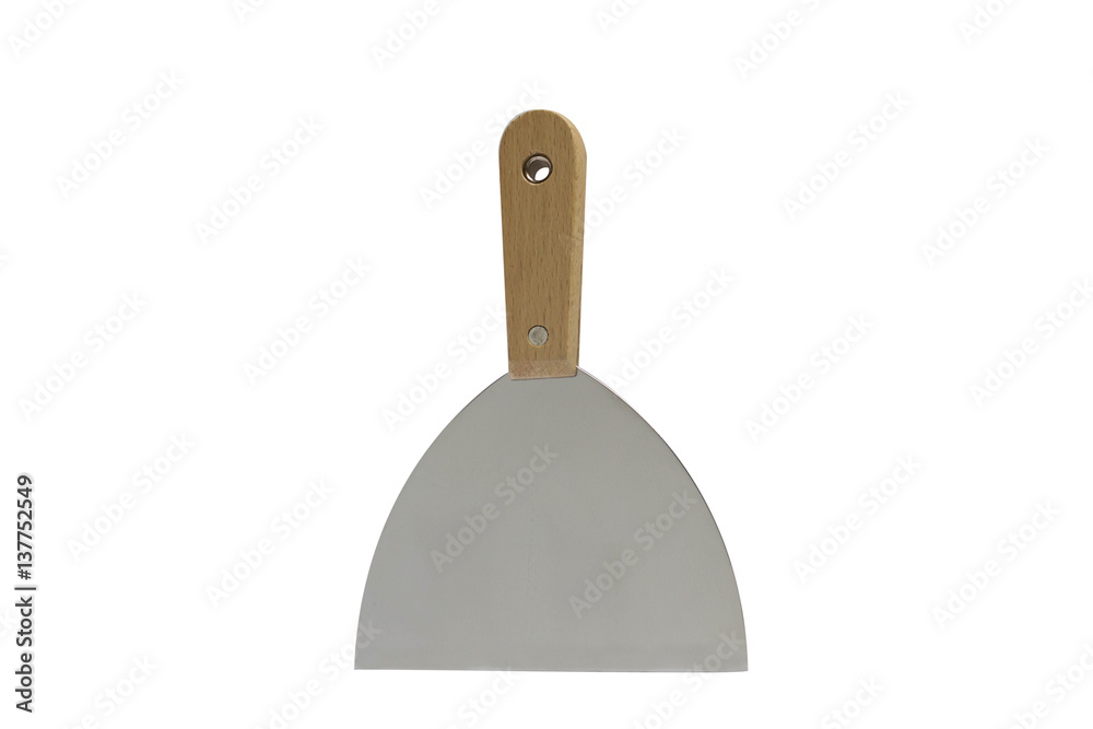 Metal spatula on white background