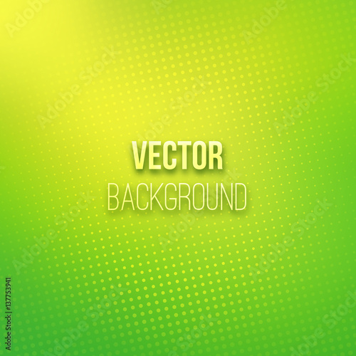 Green blurred vector background with halftone effect. Smooth gradient with spring colors