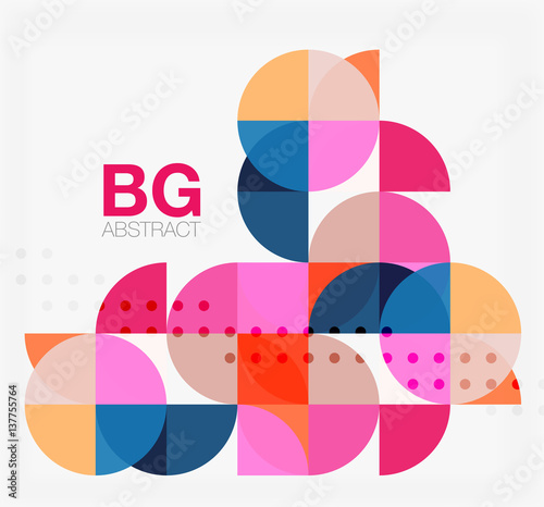 Colorful circles modern abstract composition with text. Geometric background