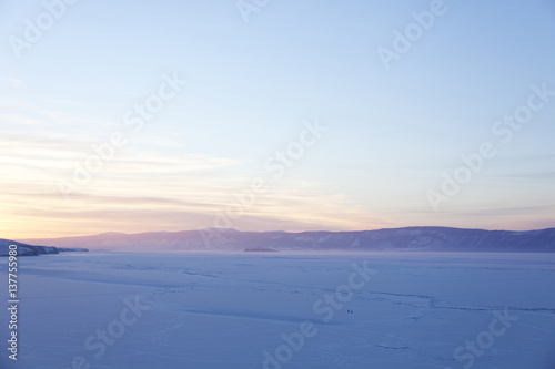 Lake Baikal, winter. Sunset landscape. © Crazy nook