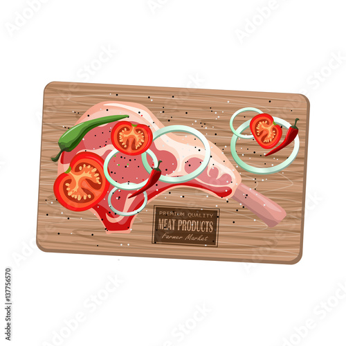 vector steak meat with pepper and rosemary