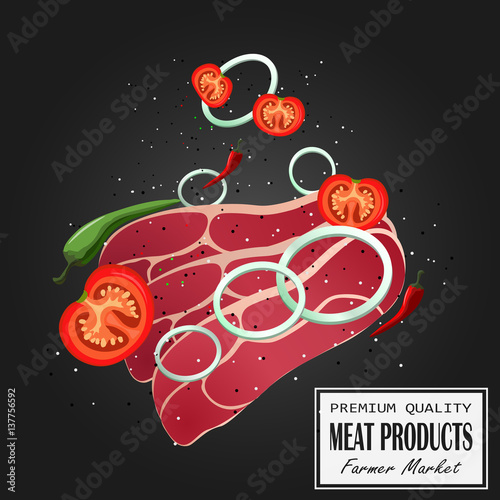 vector steak meat with pepper and rosemary