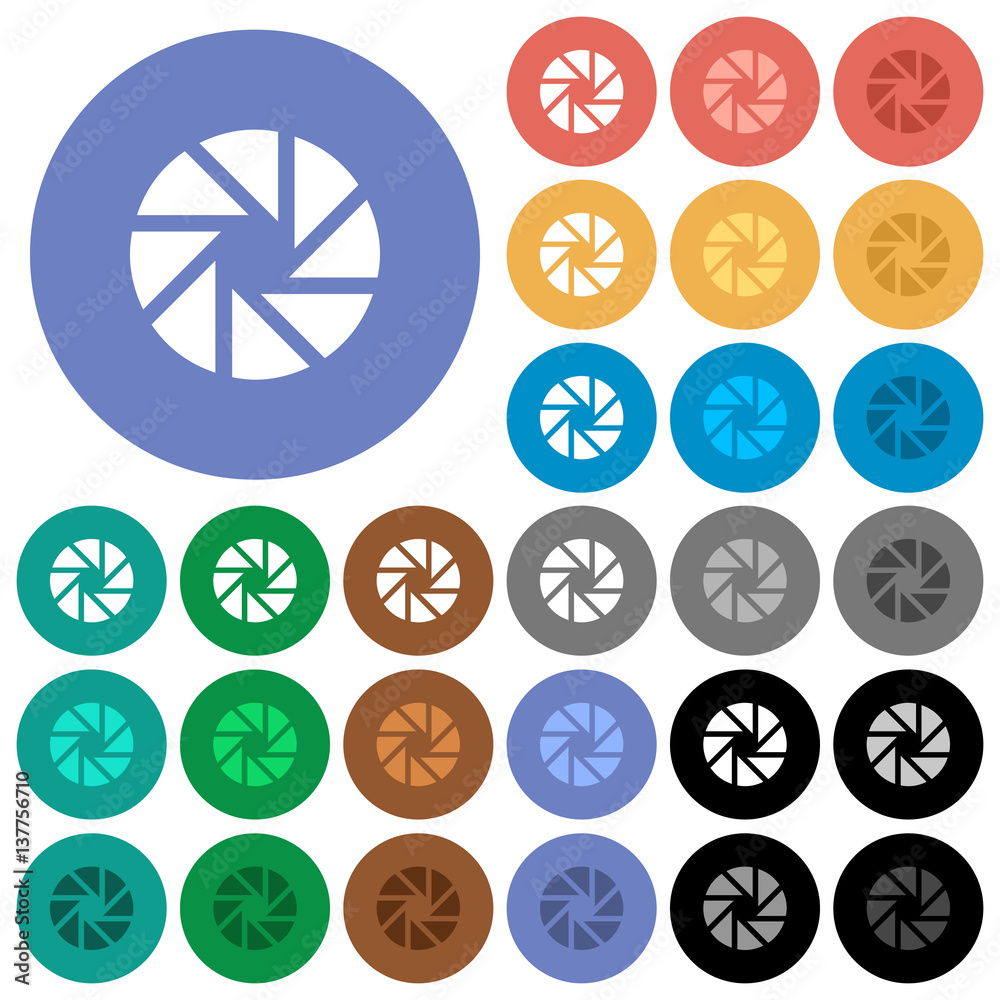 Aperture round flat multi colored icons Aperture round flat multi colored icons
