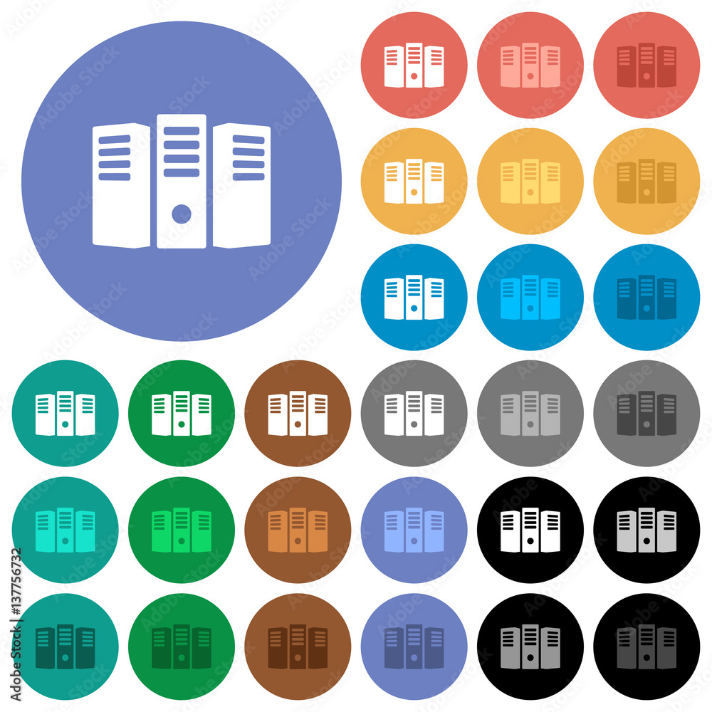 Server hosting round flat multi colored icons Server hosting round flat multi colored icons