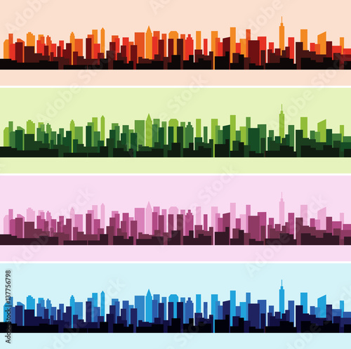 Vector illustration of colorful landscape panorama city background