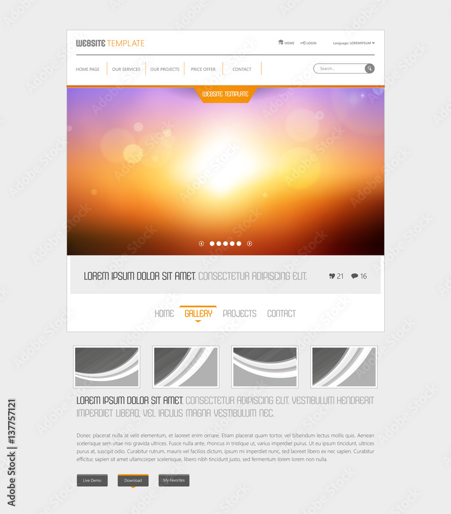 Sunset website vector template