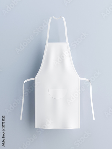 White apron, apron mockup 3d rendering