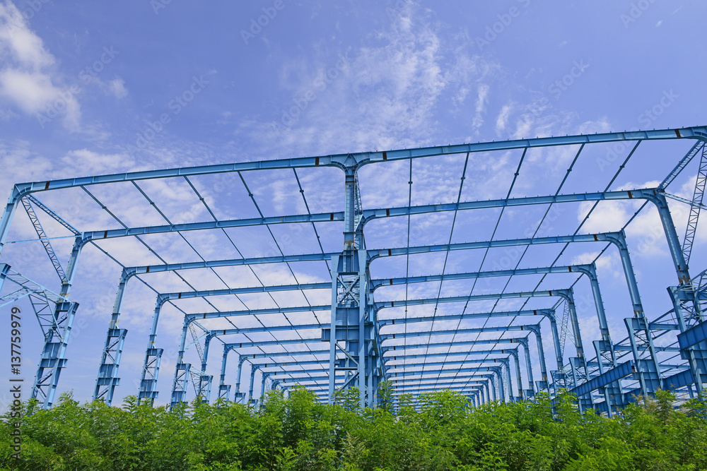 Obraz premium Steel structure workshop, is under construction