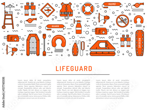 Lifeguard flat outline icon