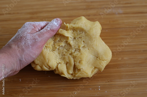 shortcrust pastry dough made by hand photo