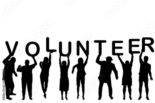 Volunteer concept with people silhouettes