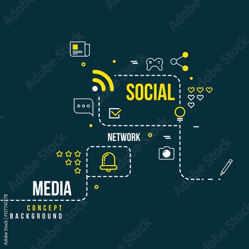 Abstract social community network, interactive media vector concept
