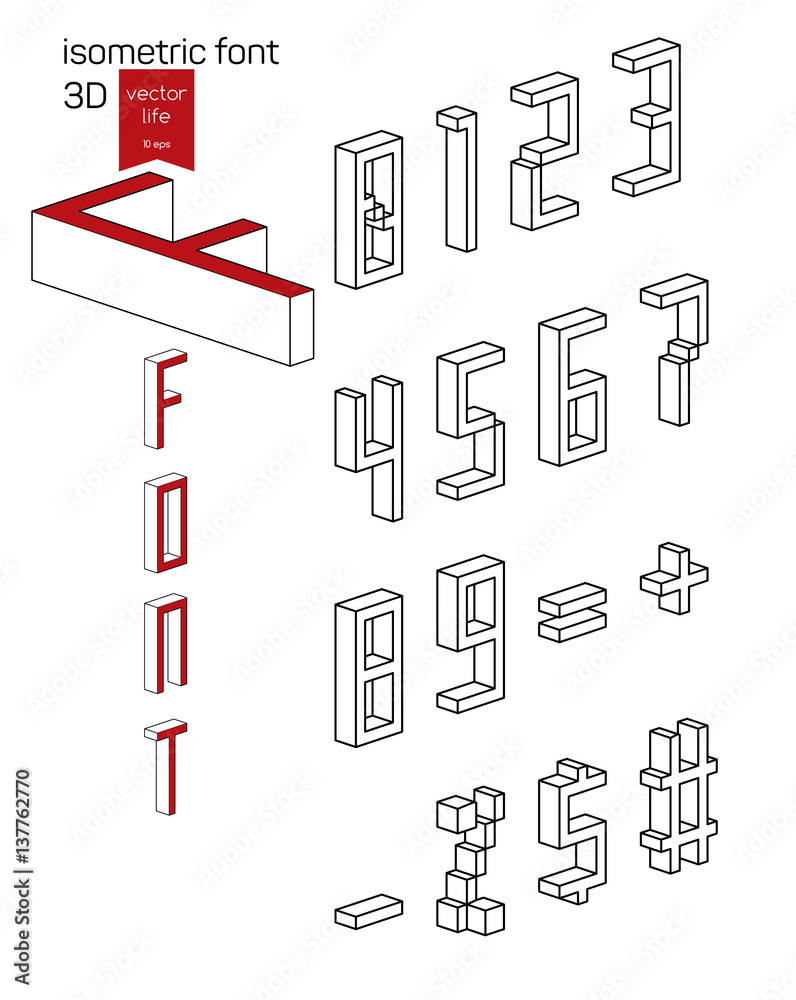 Vector numbers. Isometric Line icons. Stylized 3D icons for web and mobile devices. Vector numbers. Isometric Line icons. Stylized 3D icons for web and mobile devices.