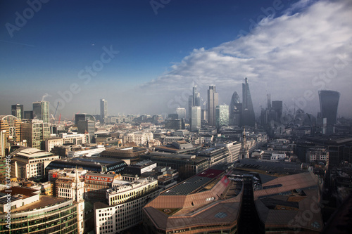 rooftop view over London on a foggy day from St Paul's cathedral, UK © Melinda Nagy