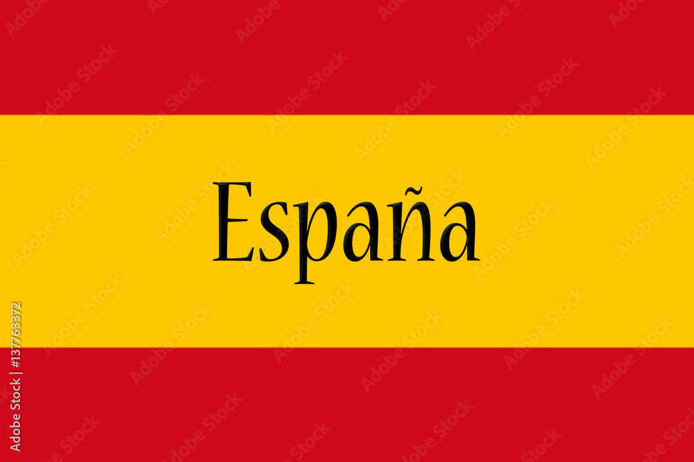 Fototapeta premium Spanish National Flag With Country Name Written On It 3D illustration