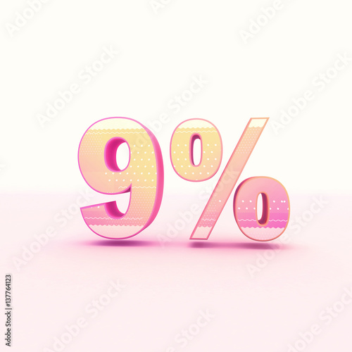 3D Rendering Pink and Yellow Color Percentage