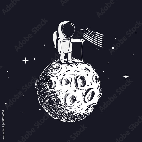 Space walk on lunar surface
