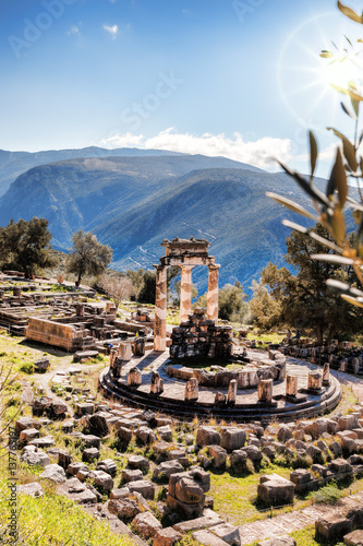 Delphi with ruins of the Temple in Greece photo