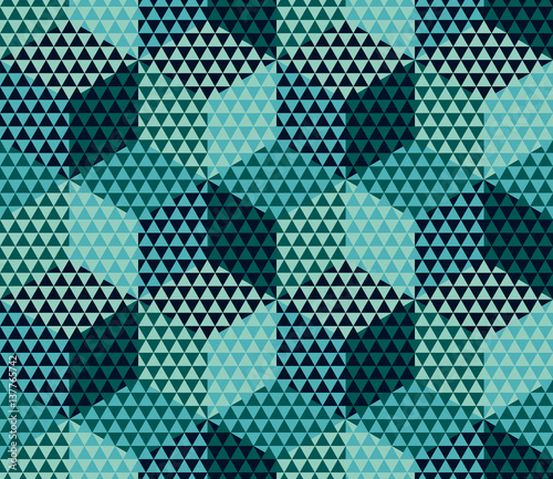 Geometry motif in luxury style seamless pattern vector illustration. Abstract triangle complex mosaic design background for fabric, wrapping paper, backdrop