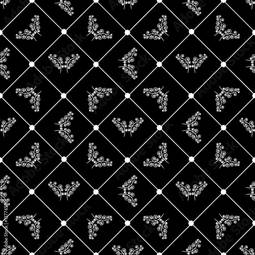 Twig in square seamless pattern
