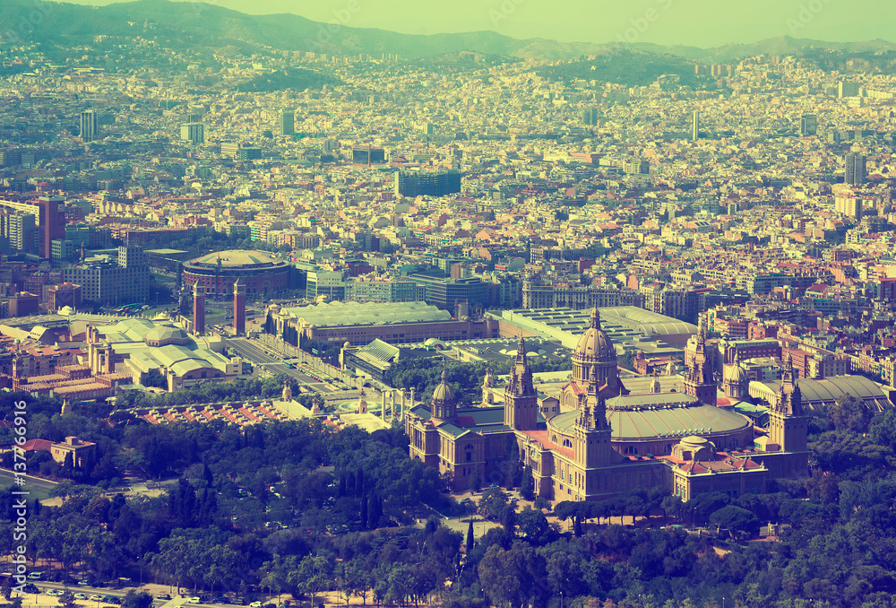 Fototapeta premium Historical neighbourhoods of Barcelona, view above