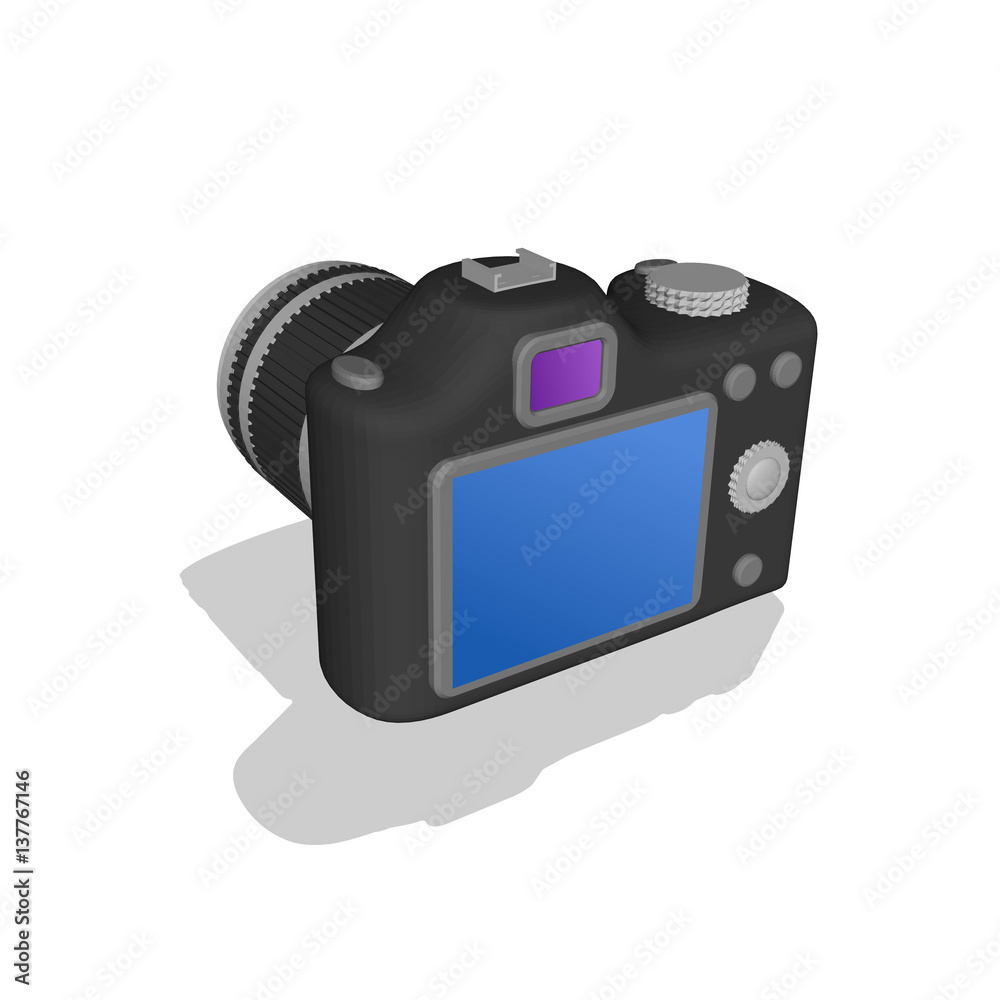 Photo camera. Isolated on white. 3d Vector illustration. Photo camera. Isolated on white. 3d Vector illustration.