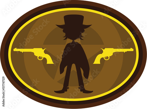 Cartoon Wild West Cowboy in Silhouette