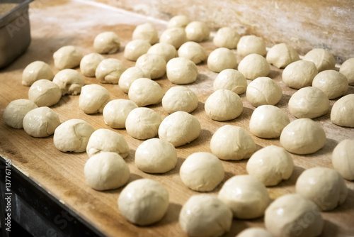 Lumps of dough for bread baking